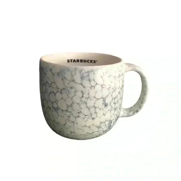 Set of Two STARBUCKS Ltd Edition Ceramic Coffee Cup 14oz Stone/Marble White Blue - Picture 5 of 8